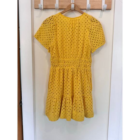 Anthropologie The Somerset Yellow Eyelet Mini Dress Small PETITE - Picture 7 of 10
